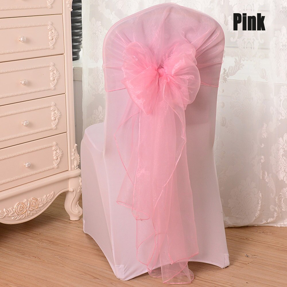 25 stuks/partij 60 x 275cm rood roze wit 16 kleuren organza stof strik stoel sjerp voor bruiloft feest evenement banket decoratie: Lichtroze