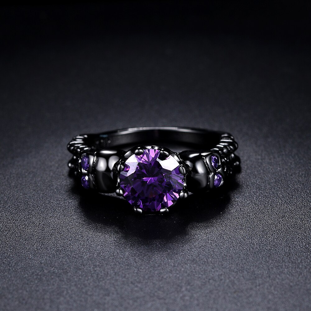 Retro Punk Skull Gothic Ring For Women Men Halloween Goth Black Gold Color Rings Accession Jewelry R523