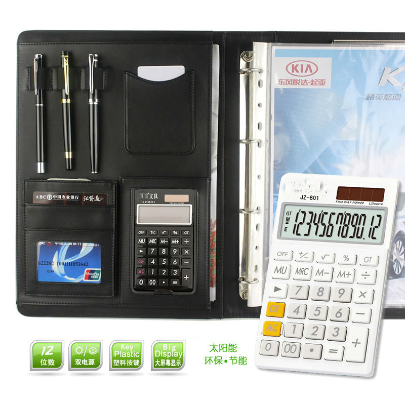 PU leather hasp business manager bag file folder a4 document holder organizer portfolio with calculator 541A