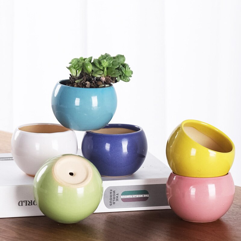 Koreańskie Macarons świeże ceramiczne sukulenty garnki zielone rośliny z otworami małe doniczkowe rośliny kreatywne kryty dekoracja biurka