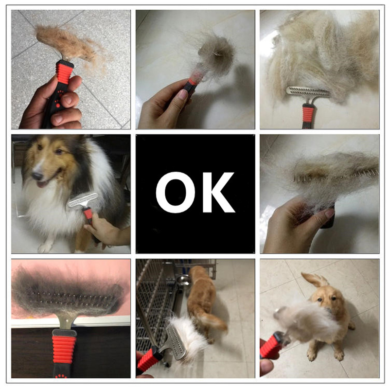 Lange Zahn Unterwolle Hund Rechen Anti-Unterhose Gummi Griff Hundesalon Rechen glatter Werkzeug Schwere und Pflicht Stahl Kamm pferd Heißer E11418