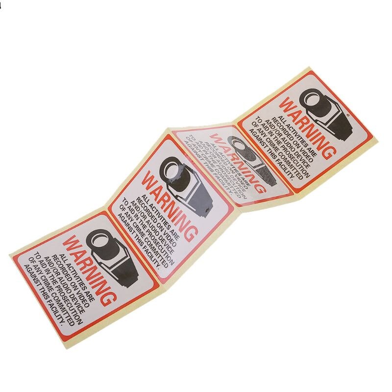 8PCS Warning Stickers SECURITY CAMERA IN USE Self-adhensive Safety Label Signs Decal G2AC