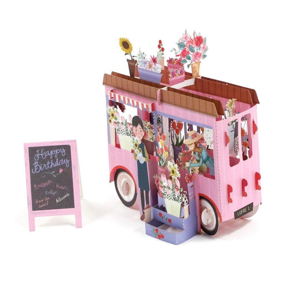 30 Styles 3D Card Heart To Heart Birthday Valentine Birthday Christmas Express Love Valentine's Day 3D Greeting Card: Flower Car