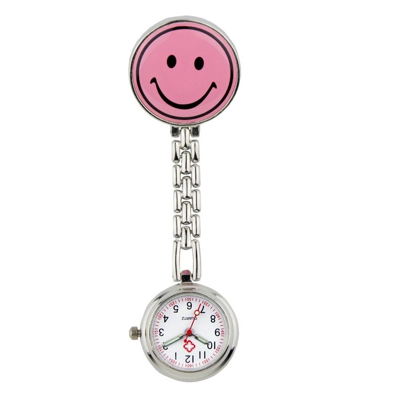 10 unids/lote unisex popular mujeres enfermera sonrisa relojes de bolsillo Hospital hombre Doctor hombre clip colgante Relojes: Rosa