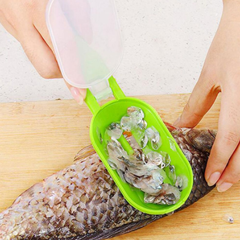 2 In 1 Plastic Fishing Scale Brush Built-in Fish Cutter Fish Skin Brush Scraping Fast Remove Fish Knife Cleaning Scaler Scraper