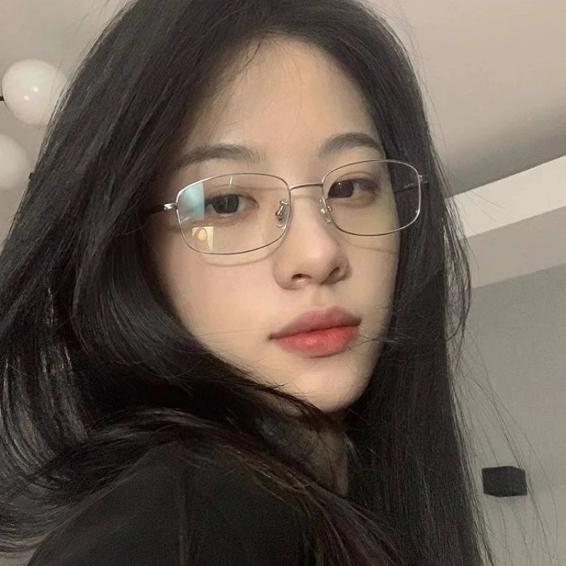 Gafas con montura cuadrada de Metal Harajuku Y2K, gafas pequeñas Retro para mujer, gafas de cristal japonesas para niñas, gafas decorativas antiazules