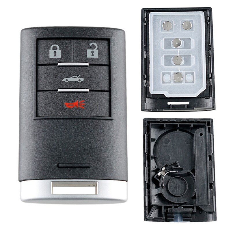 4 Buttons Replacement Black Car Remote Key Shell Plastic Car Key Case with Uncut Blade Fit for Cadillac / Chevrolet Corvette