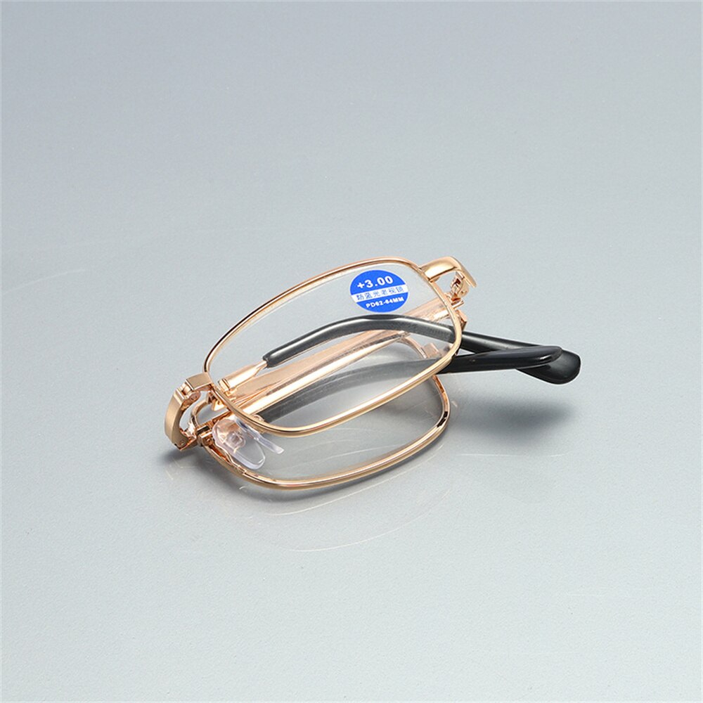 Opvouwbare Leesbril Vouwen Presbyopie Mannen Vrouwen Metalen Retro Computer Leesbril Met Case 1.0 1.5 2.0 2.5 3.0 3.5 4.0