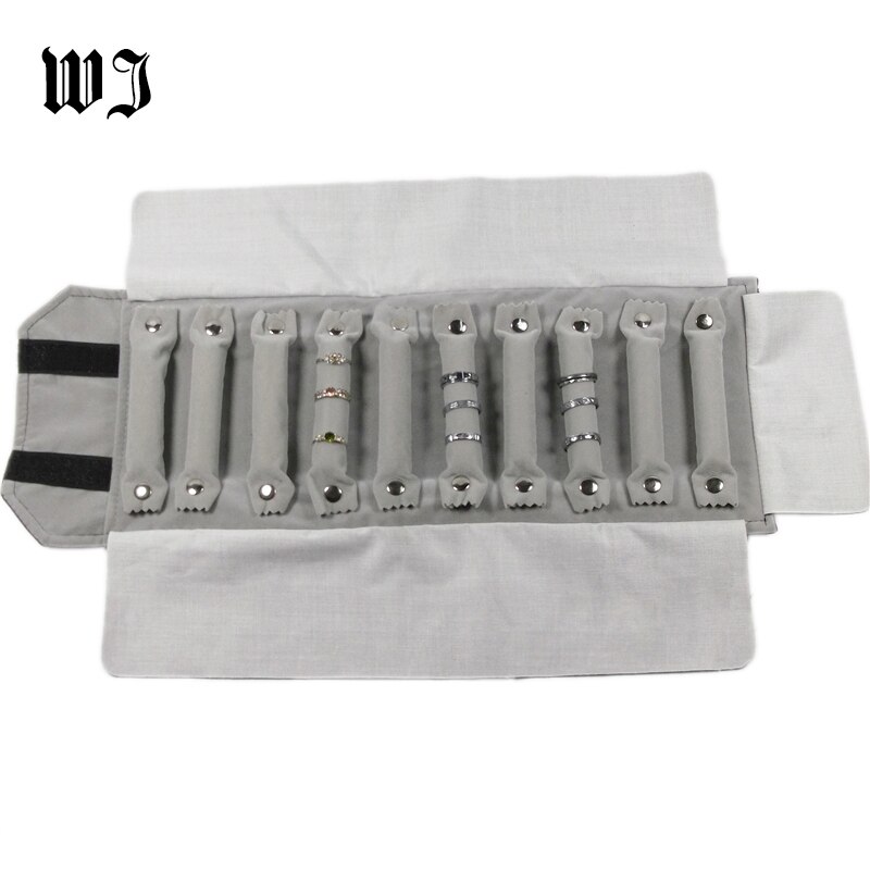Jewelry Roll Organizer Bag - Soft Velvet Travel Ring Holder - Foldable Display Case