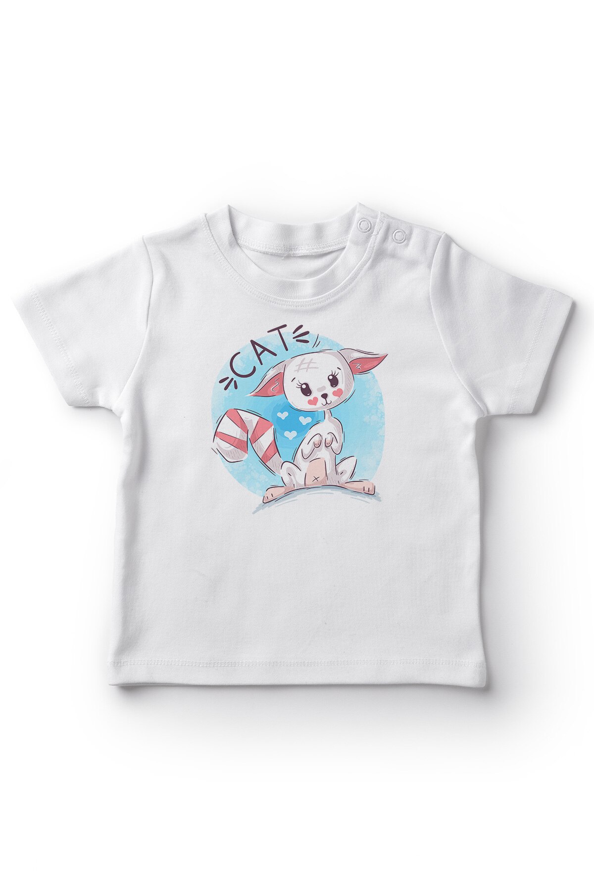 Angemiel Baby Striped Tail With Cute Cat Baby Girls T-Shirt White