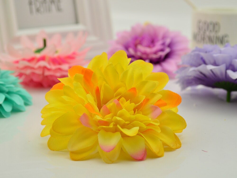10 stuks kunstbloemen goedkoop voor bruiloften, banketten, huisdecoratie, doe-het-zelf krans, handgemaakte bloemkunst, zijden gerbera, chrysanthemum