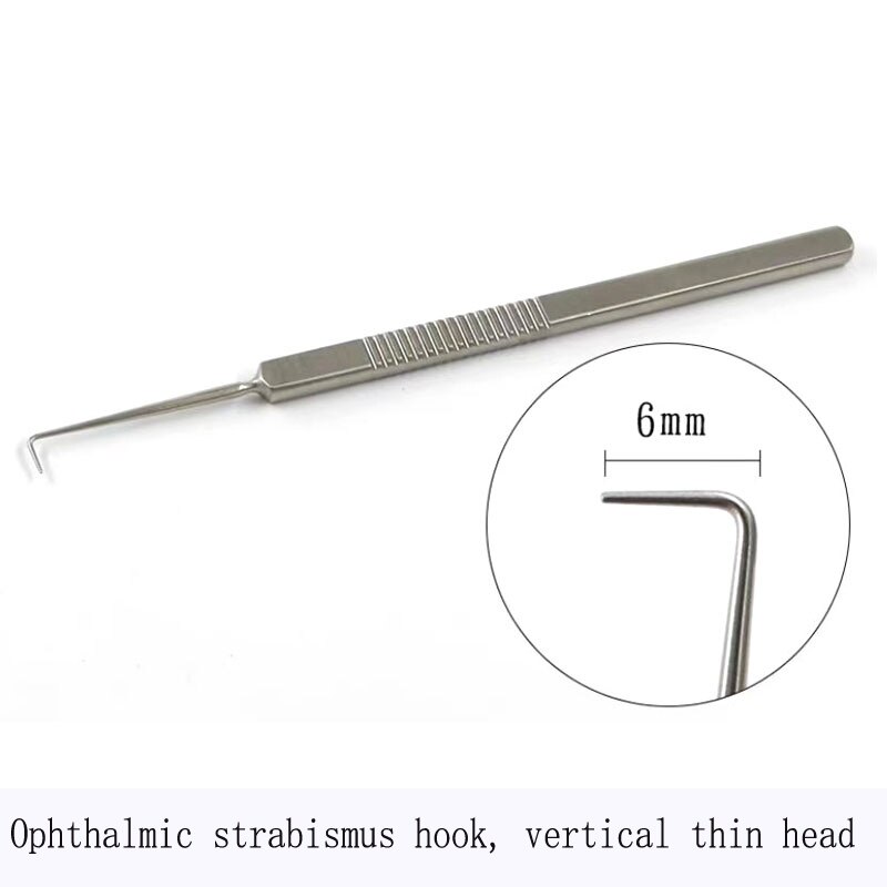 Ophthalmology strabismus hook strabismus pull hook eye pull hook with hole without hole round head flat head pull hook: Brushed Chrome