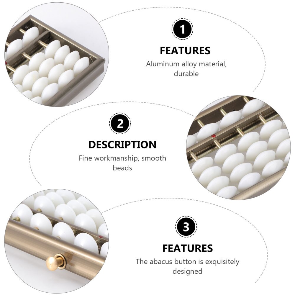 1Pc Aluminum Alloy Abacus 13 Digits Rods Arithmetic Abacus Caculating Chinese Abacus Math Leaning Brain Developing Educational T