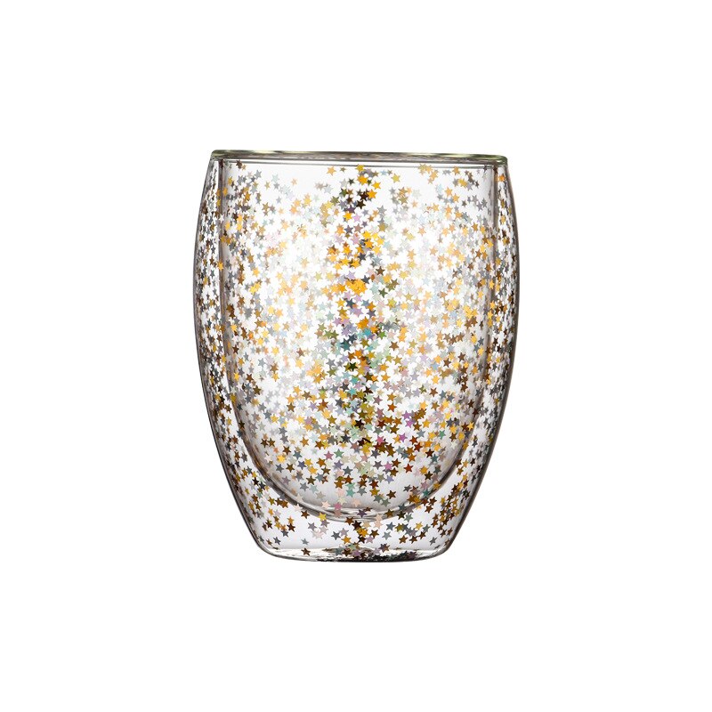 Bright Starry Sky Cup Double-layer Glass Home Water Cup Christmas Star Wish Milk Coffee Cup Bubble Tea Cup Drinkware Glass