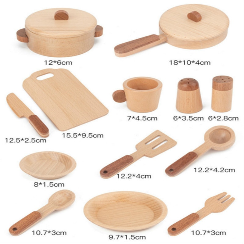 Log Wooden Kitchen Toy Japan/Korea Children&#39;s Simulation Kitchenware Miniature Pretend Play House Toys Educational for Kids