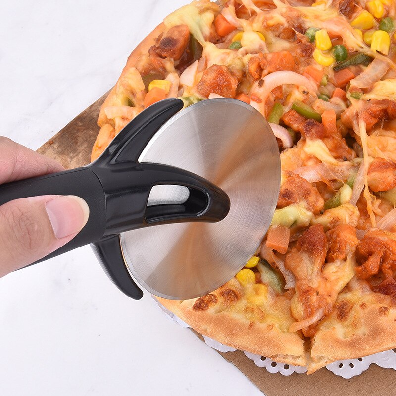 Rodillo de acero inoxidable para cortar Pizza, rueda grande, rebanador para hornear, utensilio de cocina de conveniencia,