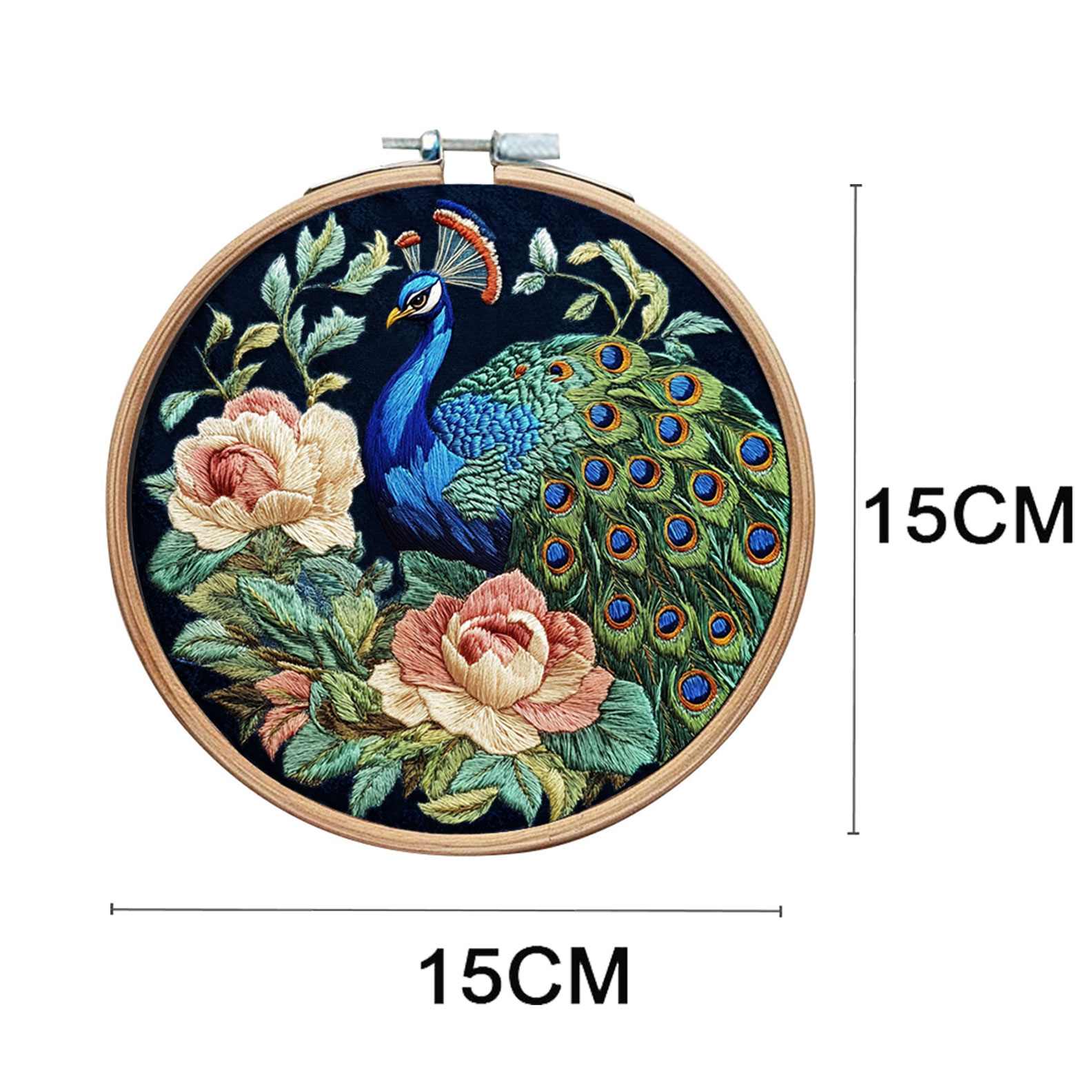 Beautiful Peacock Embroidery Kit DIY Simple English for Women to Learn Handicrafts Home Decoration