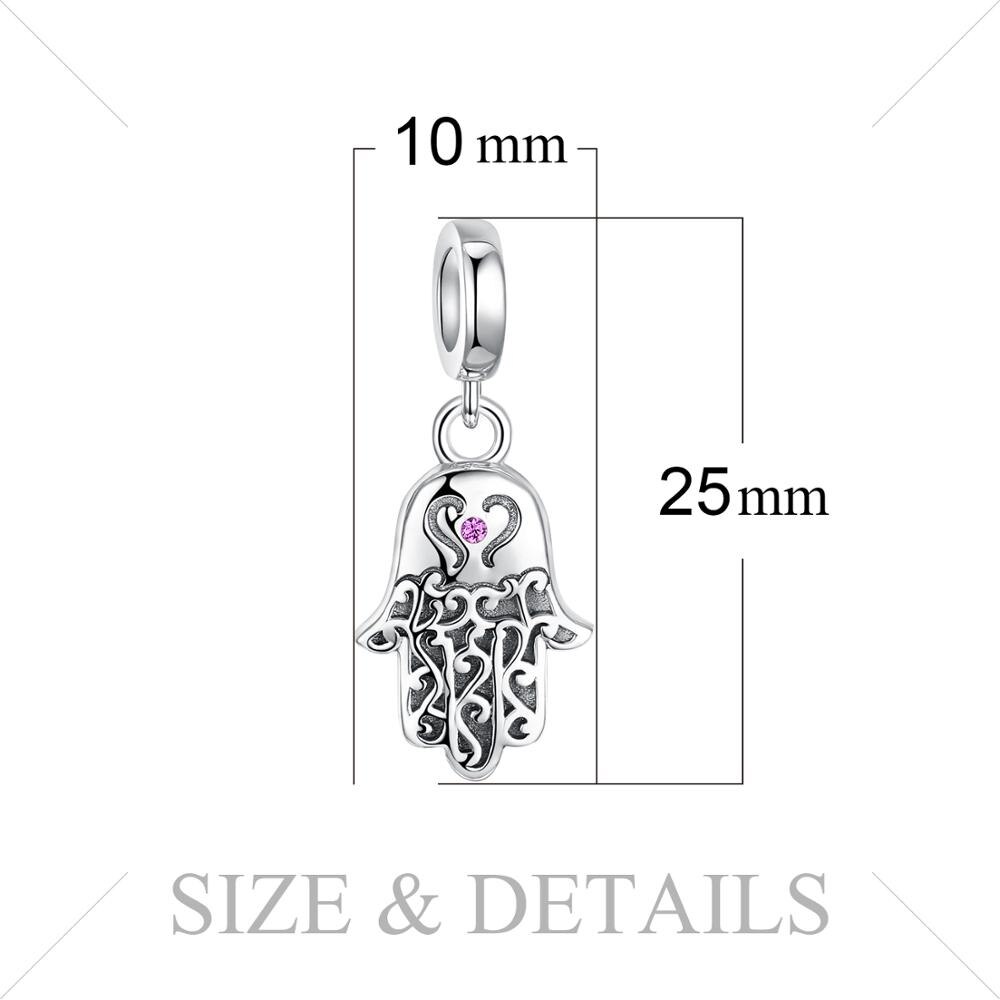 JewelryPalace 925 Sterling Silver Fatima Hand Beads Charms Silver 925 Original For Bracelet Silver 925 original Jewelry Making