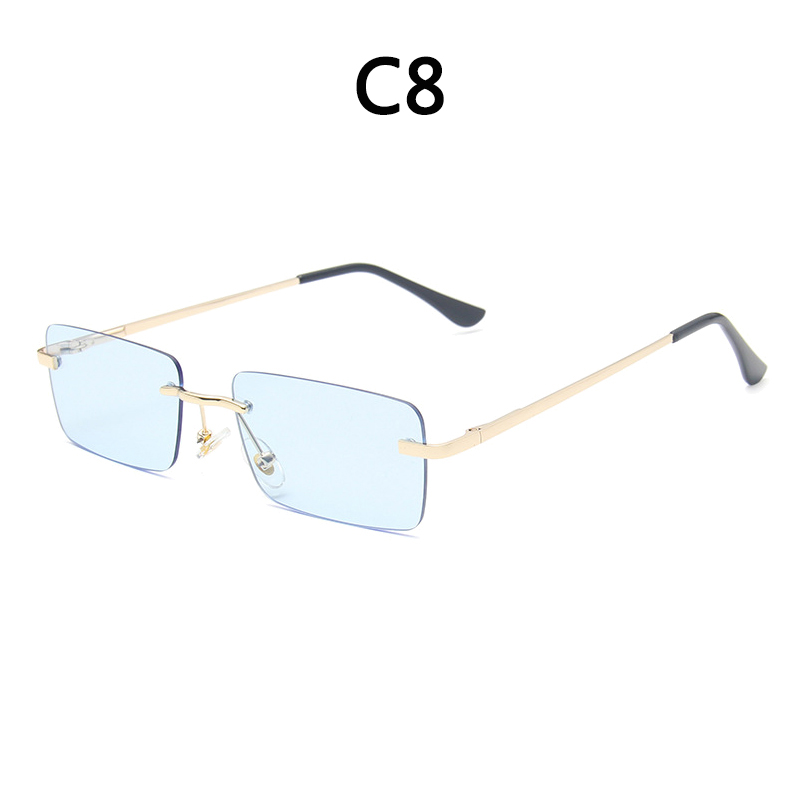 BOYSEEN Randlose Brille Mann Stilvolle Sonnenbrille Frau Rosa Blau Brillen UV400 Farbverlauf Sonnenbrille: Grau