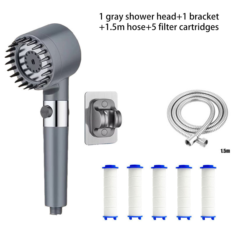Filtro de ducha, cuatro modos, accesorios de baño, cabezal de masaje, cabezal de ducha lleno para cabezales de ducha, perillas, piezas de duchas, accesorio para el hogar: Verde claro