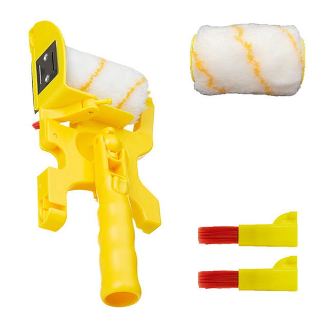 5/8Pc Multifunctional Paint Runner Pro Roller Brush Tool Set Paint Roller Set Room Wall Painting Brushe Set Home Repack Tool: Yellow-Long