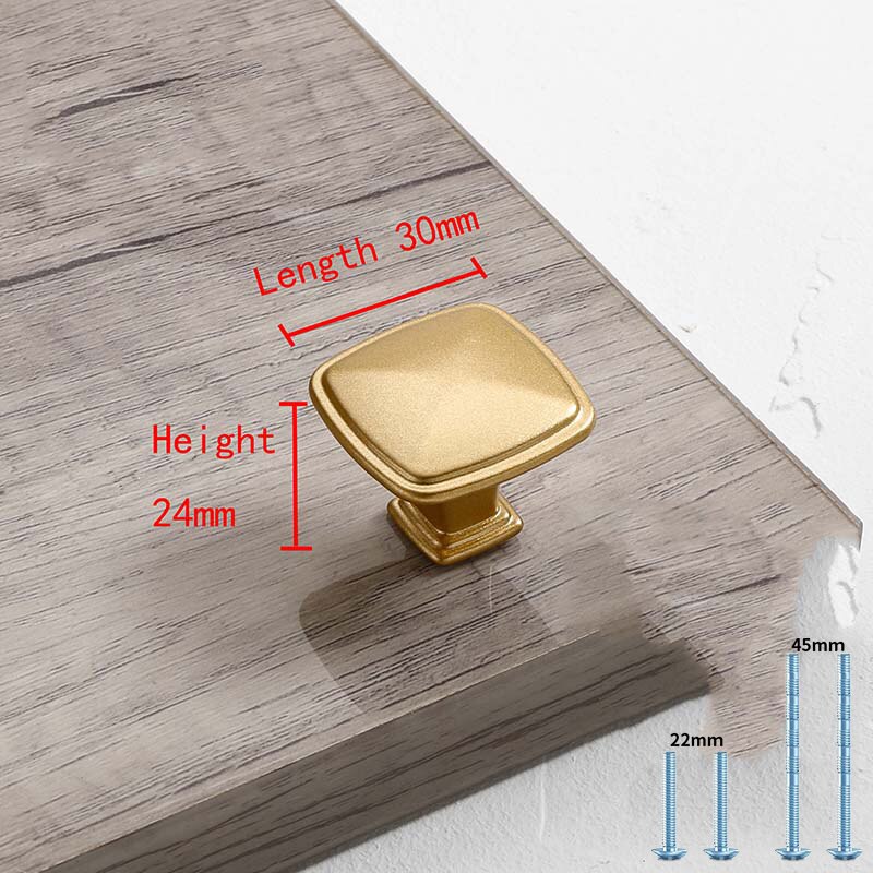 Simple Style Matte Gold Cabinet Handles Solid Aluminum Alloy Kitchen Cupboard Pulls Drawer Knobs Furniture Handle Hardware