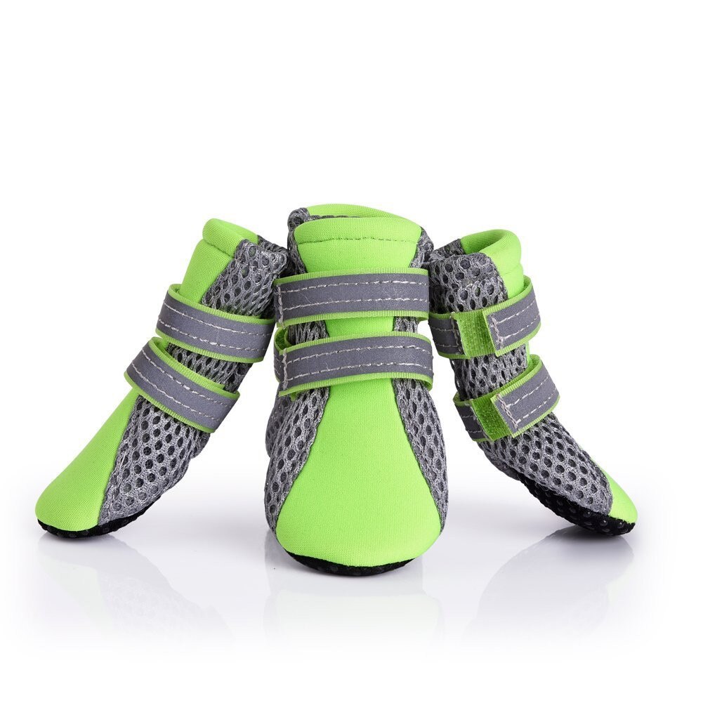 4 Stks/set Hond Schoenen Mesh Ademend Comfortabele Zachte Bodem Schoenen voor Indoor Antislip Schoenen voor Hond Huisdier Schoenen Levert: green / S