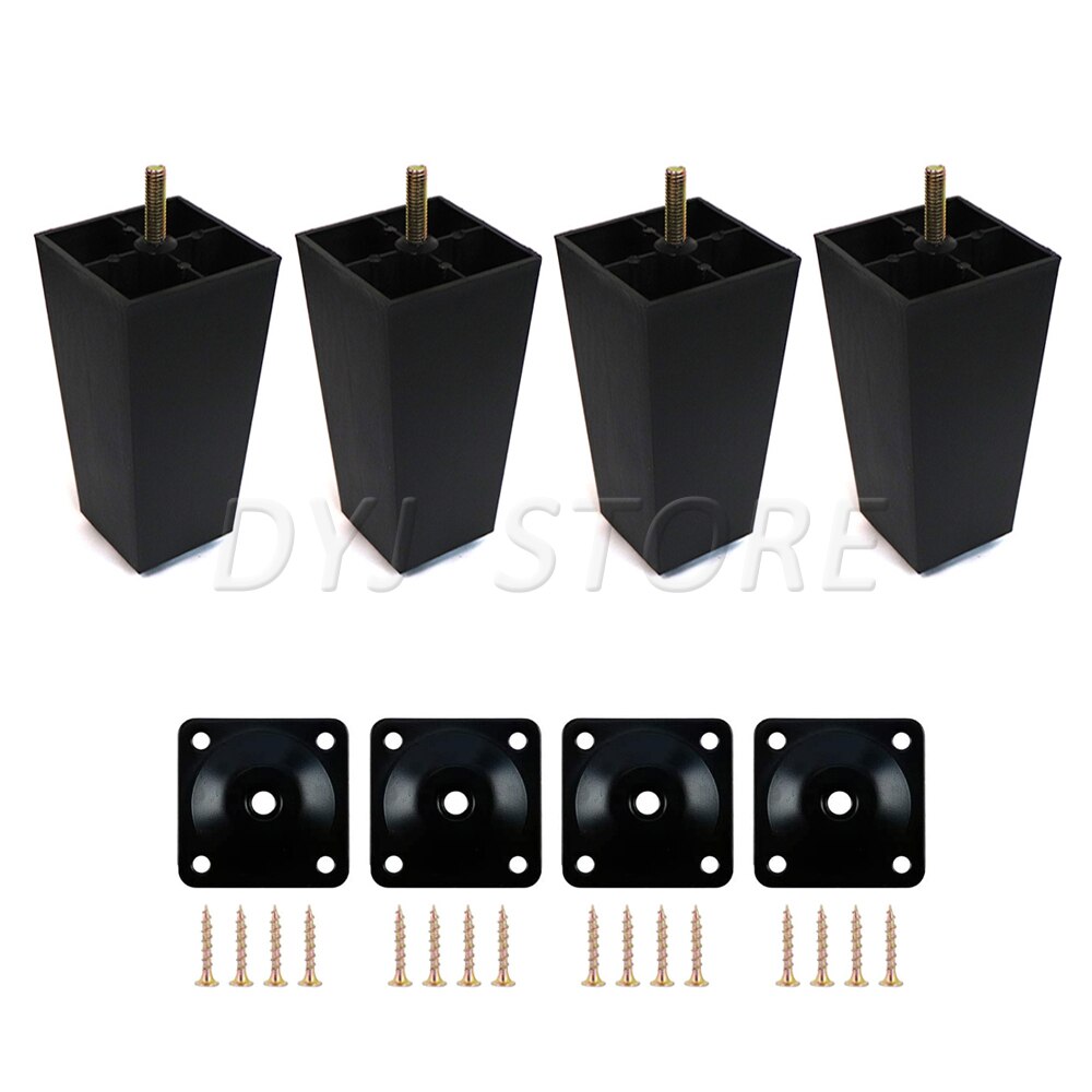 1/4 Pcs Multi-size Square Plastic Furniture Legs Replacement Sofa Legs With M8 Bolts For Couch Cabinet Bed tv stands