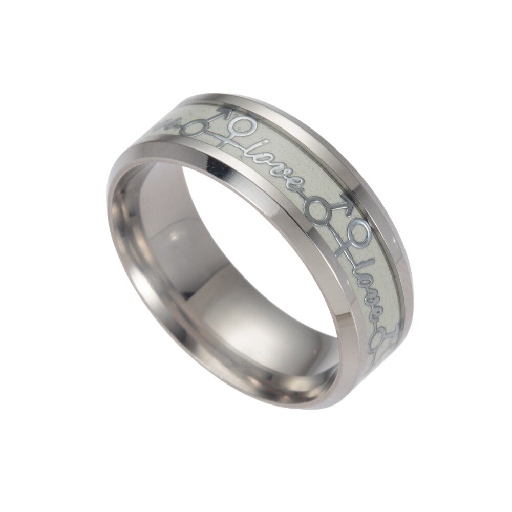 Creatieve Fluorescerende Paar Ringen LIEFDE Titanium Koele Lichtgevende Ringen Glow In The Dark Ringen