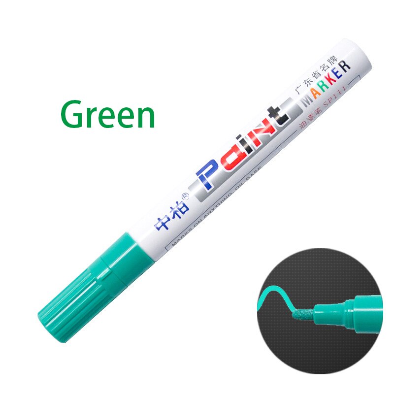 Verf Pennen Graffiti Verf Marker Metallic Permanente Marker Stof Marker Permanent Art Supplies Auto Rubber Tyre Poetsmiddelen: Green 1pes