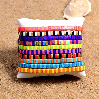 Lune fille 10 pièces arc-en-ciel Miyuki Tila perles Bracelet pour les femmes charme enveloppement empilable Boho Pulseras Mujer directe: 3