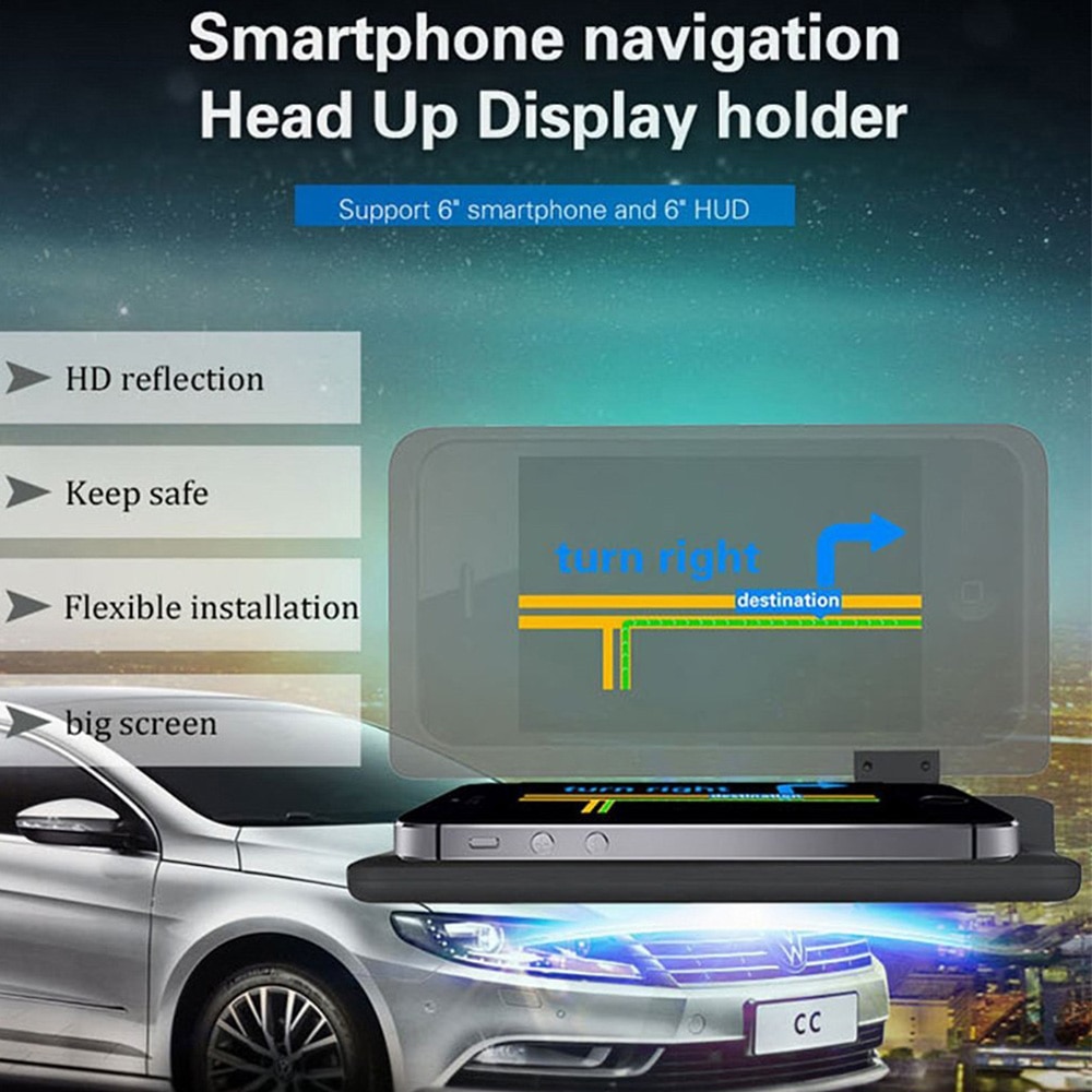 Présentoir de Navigation GPS, support de tableau de bord pour voiture, support pour téléphone portable, Film réfléchissant, pour véhicule, pour Smartphone, pour iPhone
