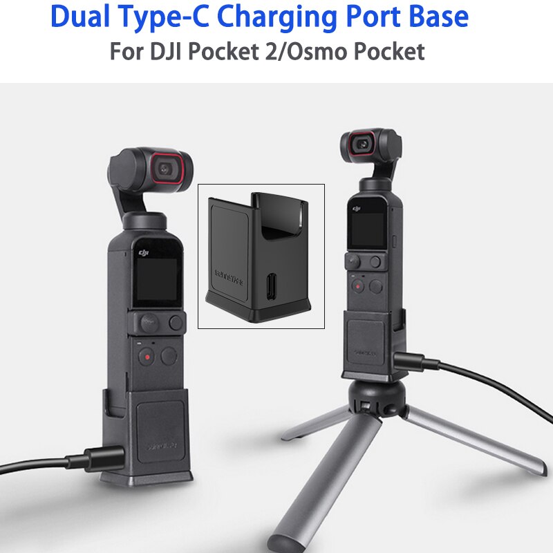 Dji pocket 2 basis mit zwei usb-c-ladeanschlüssen und 1/4in schraubloch-adapteranschluss für dji pocket 2 osmo pocket gimbal-zubehör