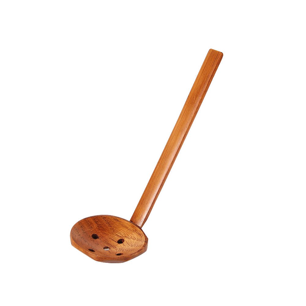 Japanese Style Long Handle Wooden Spoon Ramen Spoon Pot Colander Utensils Ramen Soup Spoons Tableware Kitchen Utensil Tool: Silver