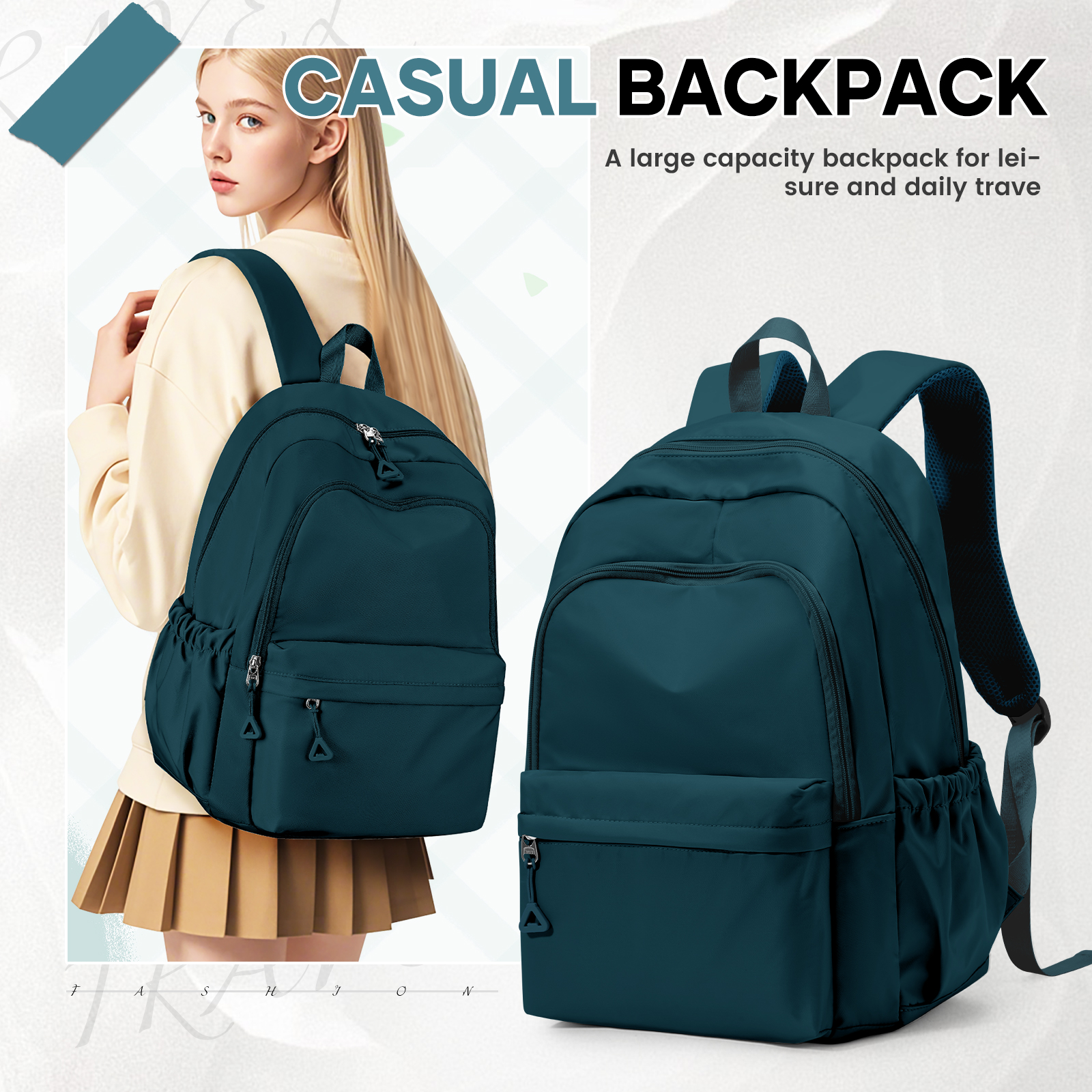 Schulrucksäcke für Teenager, Handgepäck-Rucksack, Kinderrucksack für Jungen und Mädchen, lässiger Reiserucksack, Wochenendtaschen für Damen: Silber