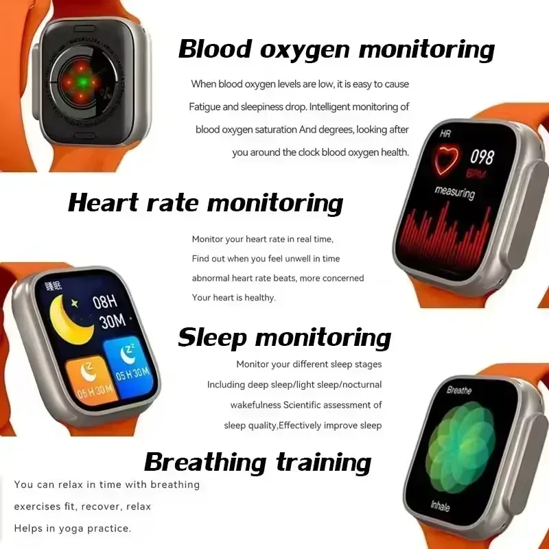 2025 Advanced D70 ULTRA3 2.2HD Amoled Square Smartwatch étanche avec surveillance de la fréquence cardiaque et suivi du sommeil