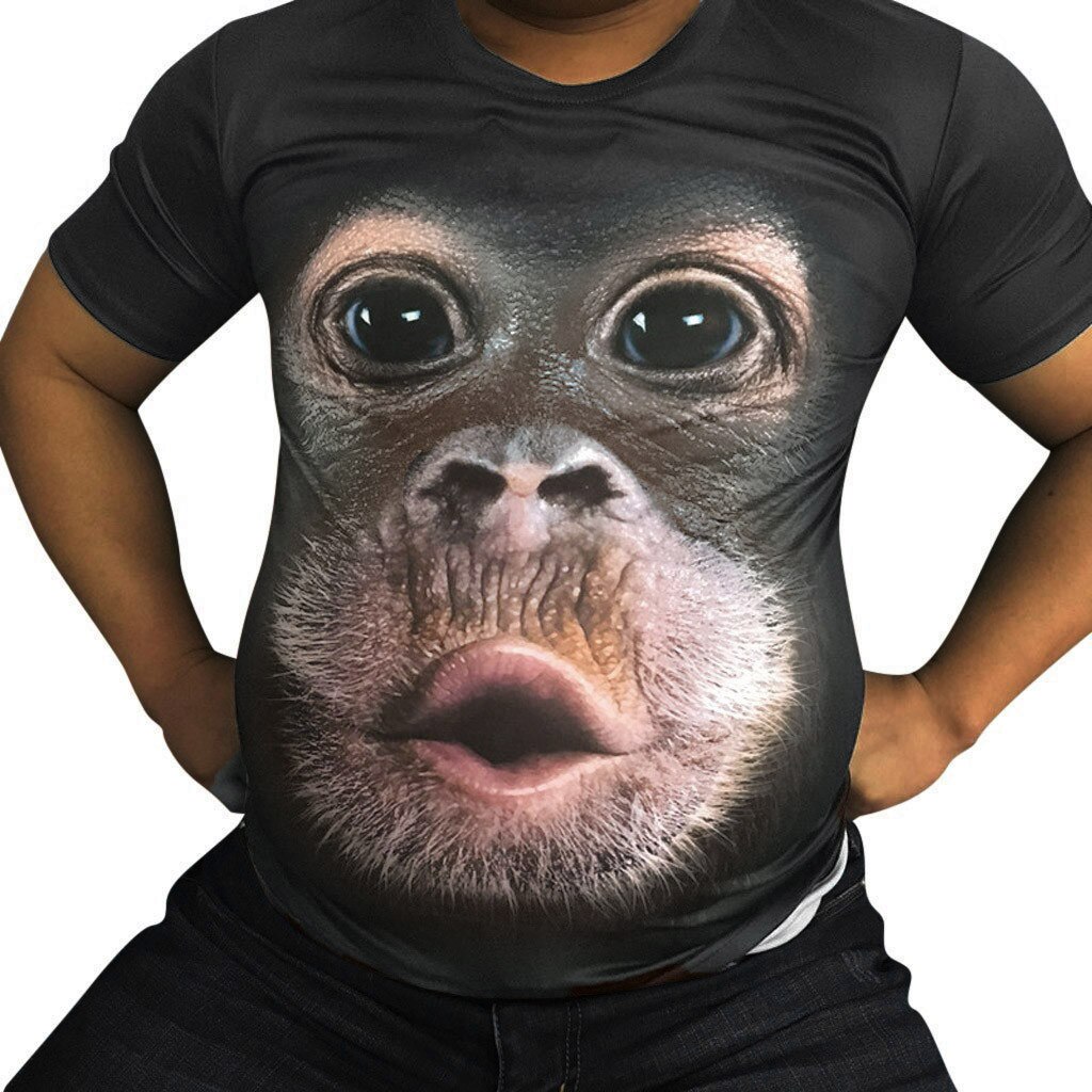 Mænd forårssommer herre t-shirts 3d trykte animal abe tshirt kortærmet sjov afslappet toppe tees han: Xxxl