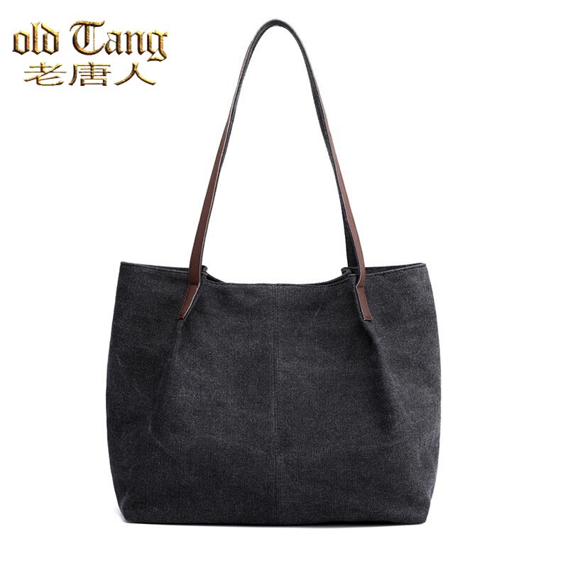 Oude Tang Casual Grote Capaciteit Canvas Tassen Voor Vrouwen Eenvoud Vrouwelijke Schouder Draagbare Tas Bolsas