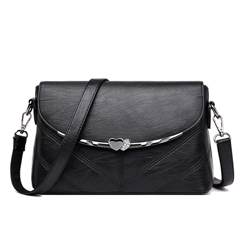 Casual Vrouwen Lederen Tas Luxe Handtassen Vrouwen Schouder Crossbody Tassen Voor Vrouwen Tas Portemonnees En Handtassen: BLACK