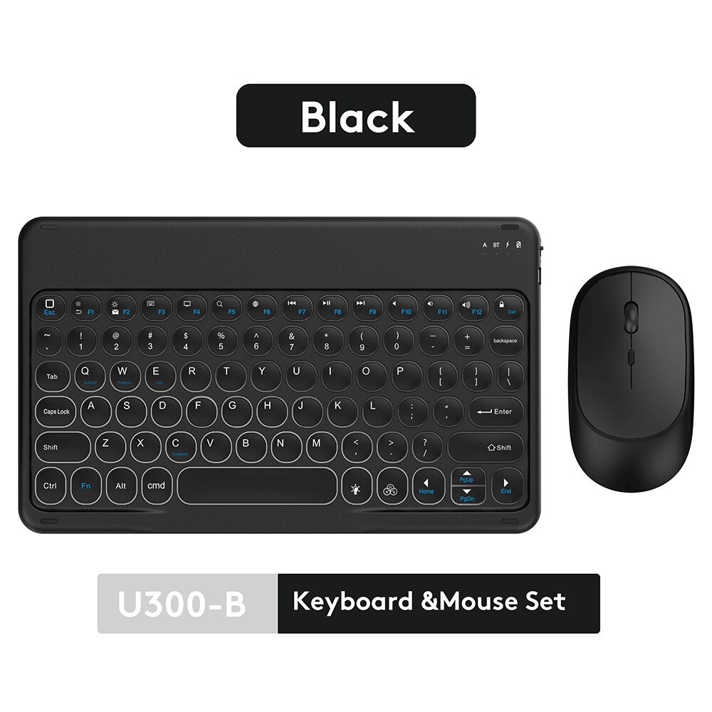 Bluetooth Keyboard Mouse French Arabic Spanish Teclado Sem Fio For Android Samsung Windows iPad Phone Tablet Wireless Keyboard: black keyboard mouse