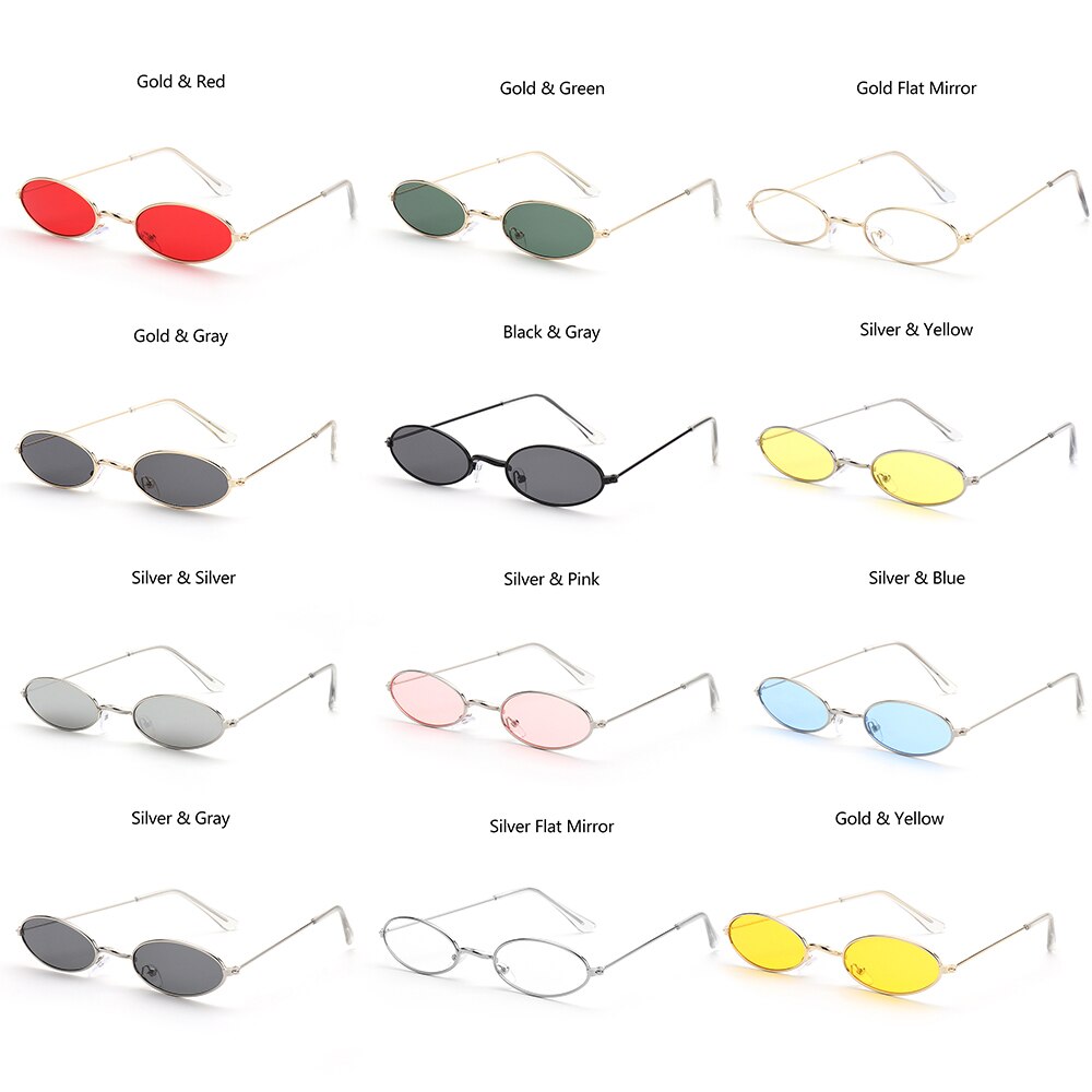 Oval Sunglasses For Women Classic Metal Small Frame Driving Sun Glasses Chain Vintage Shades Summer