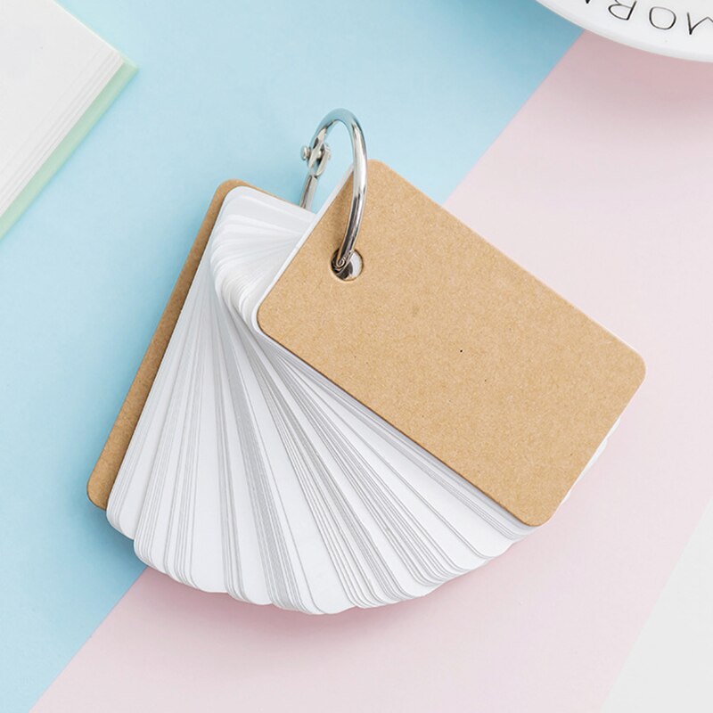 Kraft Paper Mini Loose-leaf Notebook Student Portable Hand Book Ring Binder Kawaii Card Tearable Notepad Memo Pad: white
