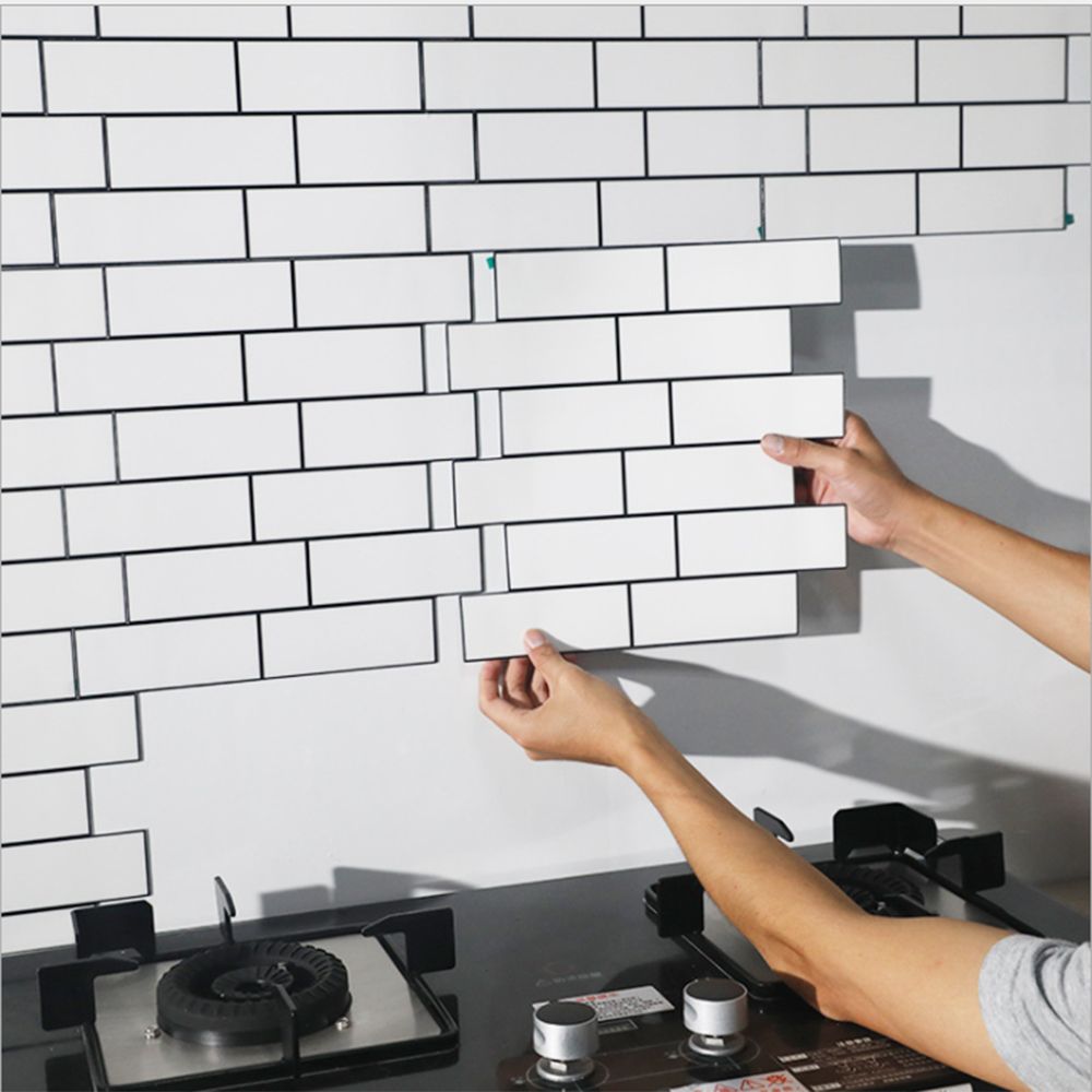 1/5/10Pcs 3D Tile Sticker White Subway Wall Tiles Peel And Stick Kitchen Bathroom Self Adhesive Wallpaper Waterproof Backsplash