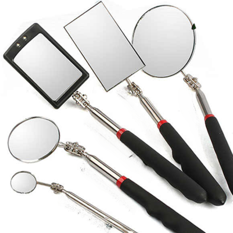 360 ° Espejo de inspección con luz LED, espejos telescópicos extensibles, herramientas mecánicas, espejo de inspección, mango telescópico, herramientas de reparación