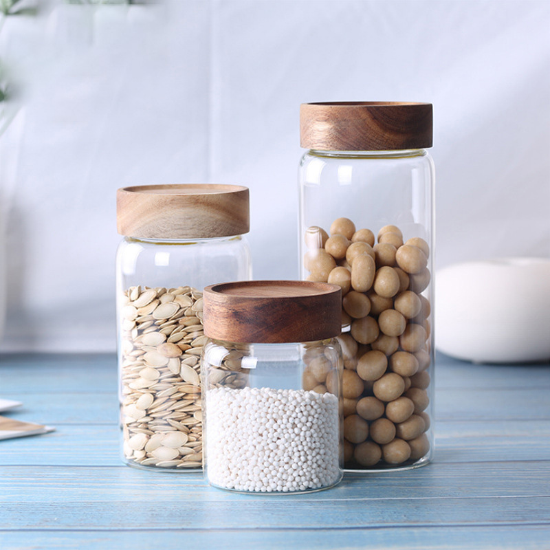 Køkken krukker slik glas krukke med låg sukker skål opbevaring krukker til krydderier glas beholdere til mad kaffe / te / konditor glas