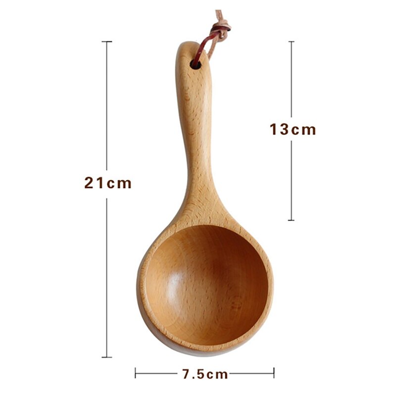 Japanese-style Solid Wood Scoop Short Handle Rice Scoop Kitchen Water Scoop Wooden Spoon Bath Sauna Wooden Bucket Spoon