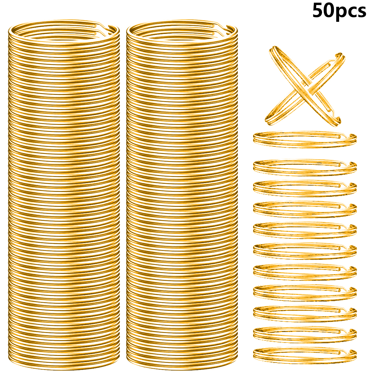 50 STKS Metalen sleutelhanger Afneembare split-sleutelhanger voor thuis, auto, kantoor Sleutelaccessoires DIY Craft Making Kit (25 mm): gouden kleur