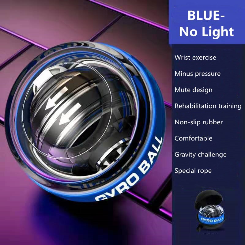 Self-starting Powerball Wrist Power Hand Ball Muscle Relax Spinning Wrist Trainer Exercise Equipment Strengthener with LED Light: BLUE - No Light