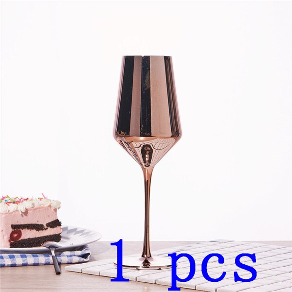 Copas de cristal de oro rosa, copa de vino, bebida de jugo, champán, vajilla de , cena, decoración del hogar, de lujo, 420ML: 1 pcs