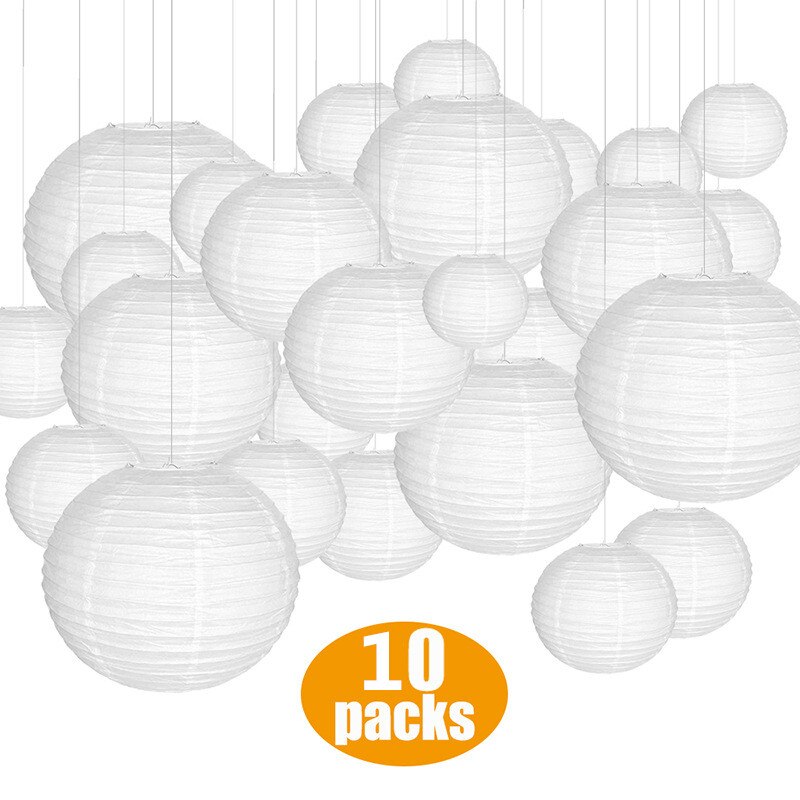 10 stücke Hochzeit Dekoration Weiß Runde Chinesische Laterne Geburtstag Dekoration Lieferungen Papier Lampe Laternen Party Decor: white 10pcs